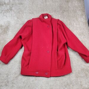 Vintage Central Park International Wool Women's Red Double Breasted Coat Sz 4